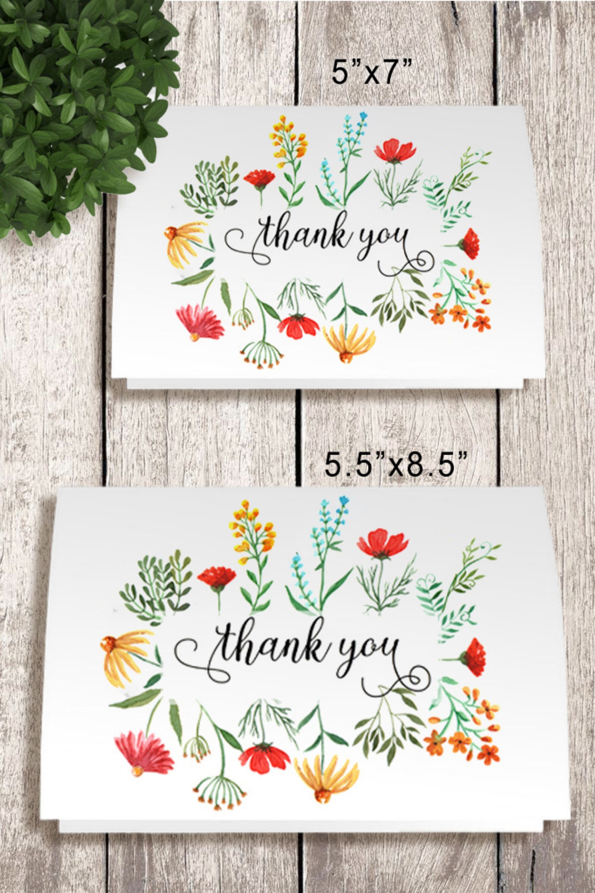 Printable Floral Thank You Cards With 2 Design Options - Etsy