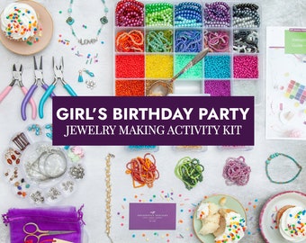 GIRLS BIRTHDAY PARTY Favors Jewelry Making Set | Girls Birthday Gift | Girls Party Favors & Craft Supplies | Kids Birthday Party Activities