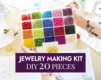 DIY Jewelry Making Kit | Adult Bracelets, Necklaces, Earrings making Set| Deluxe Bead Mother & Daughter Activity Kit | Craft Party Kit