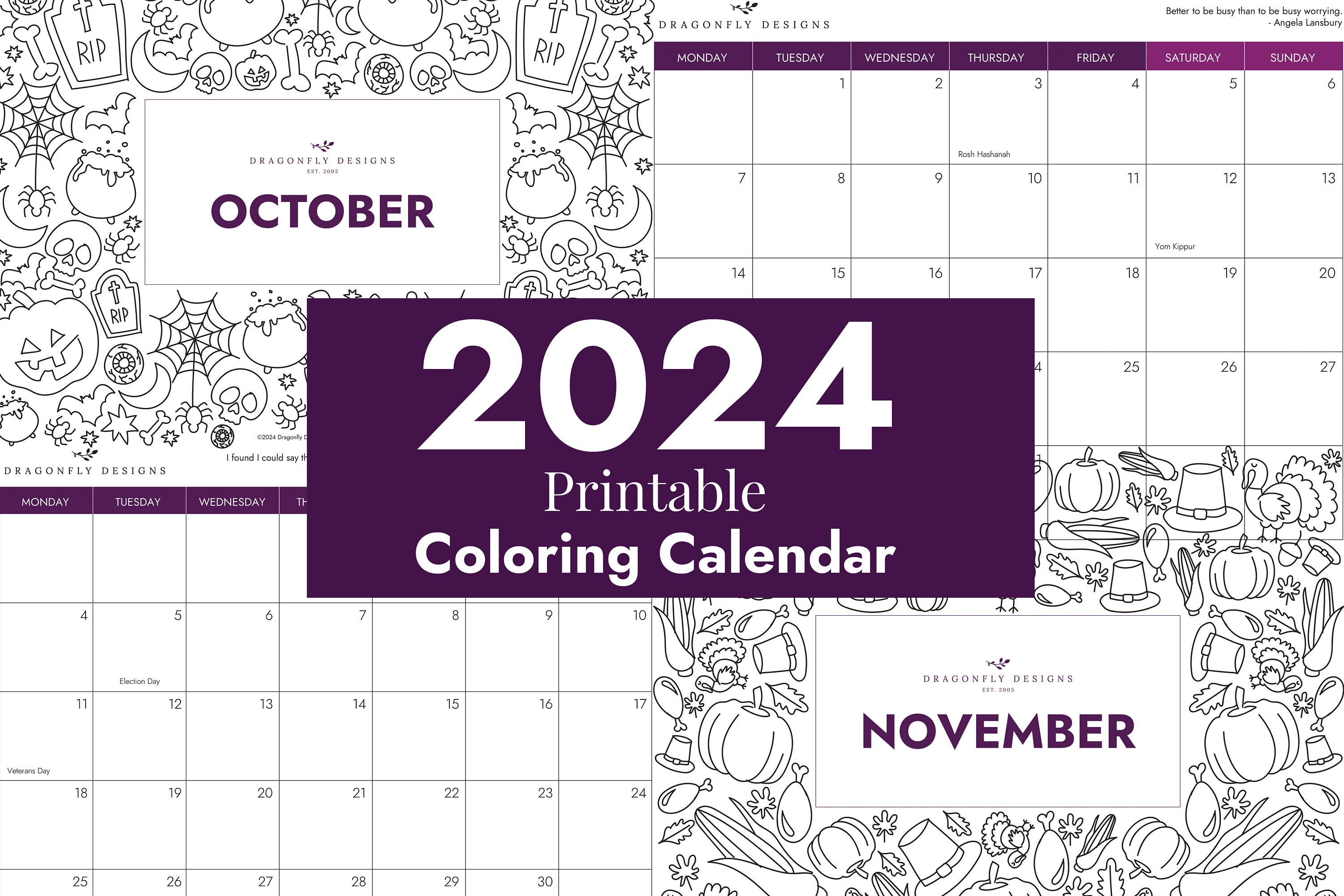 Printable 2024 Calendar 2024 Coloring Calendar Calendar for Kids Goal