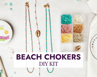 Beachy DIY CHOKER Necklace Kit | Beaded Choker Necklaces | Jewelry Making Craft Set | DIY Beach Jewelry Kits | Girls Seashell Necklace