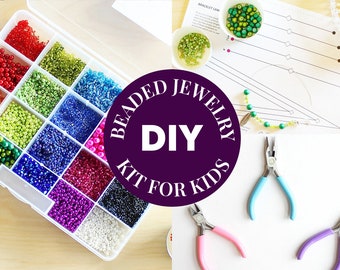 DIY Beaded Jewelry Making Kit for Kids | Bracelets, Necklaces, Earrings | Deluxe Bead Craft Kit for Girls Birthday Party & Family Activities