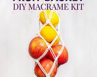DIY Macrame Fruit Basket | Kitchen Decor | Rustic Kitchen Decorations | Farmhouse Kitchen Decor | Country Kitchen Hanging Fruit Basket