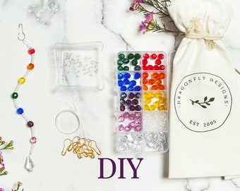 DIY Sun Catcher Glass & Crystal Beaded Craft Kit | Boho Decor | Rainbow Maker | Hanging Crystal Sun Catcher Window or Garden Decoration