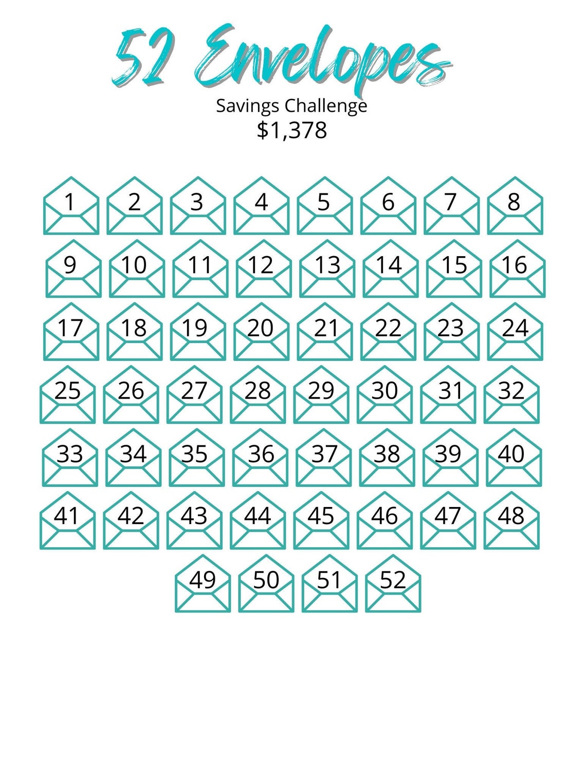 52 Envelopes Savings Challenge Etsy