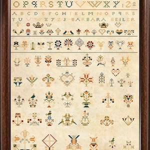 19ème siècle Antique Amish Sampler Reproduction Cross Stitch Counted Chart PDF Instant Download Unique Easy to Make vintage German