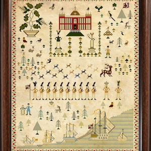 1825 English Antique Sampler Reproduction Cross Stitch Counted Chart PDF Instant Download Unique Easy to Make Vintage England RARE