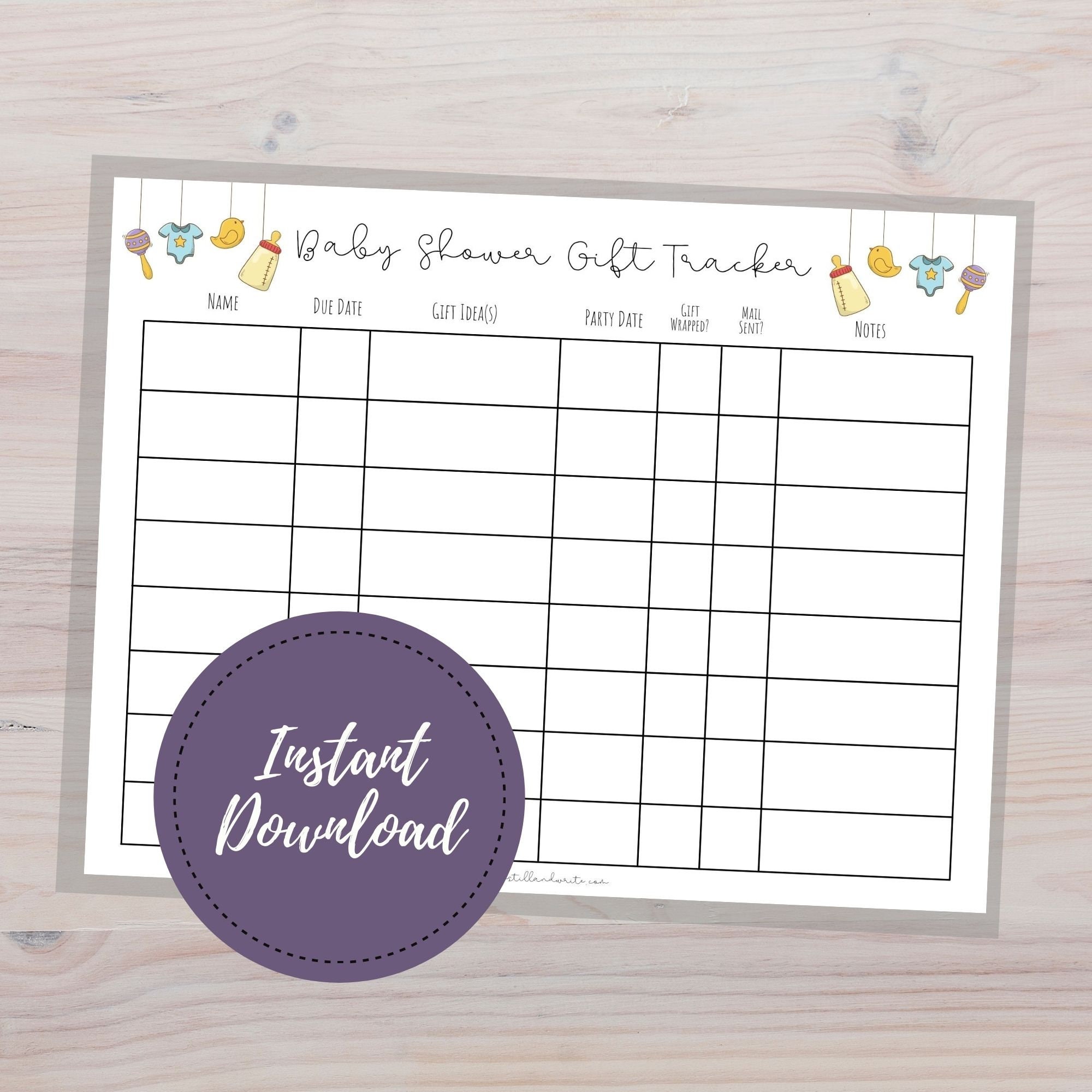 Baby Shower Gift Tracker Planner Gift Checklist Baby Shower Etsy UK