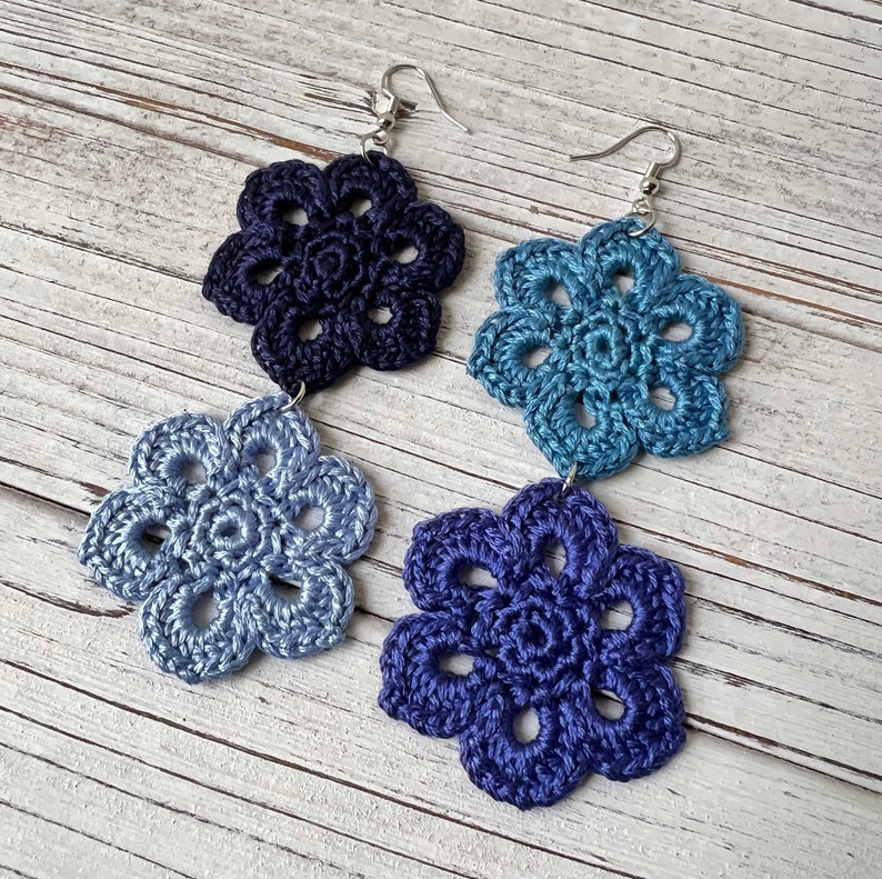 Crochet Flower Earrings, Crochet Earrings, Crochet Jewelry, Natural Hair, Dangle Earrings, African Earrings, Flower Earrings image 5