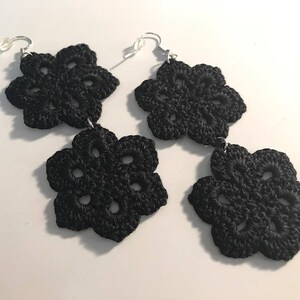 Crochet Flower Earrings, Crochet Earrings, Crochet Jewelry, Natural Hair, Dangle Earrings, African Earrings, Flower Earrings image 4