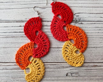 Crochet Earrings, Summer Earrings, Colorful Jewelry, Long Earrings, Statement Jewelry, Handmade Gift, Trendy Earrings