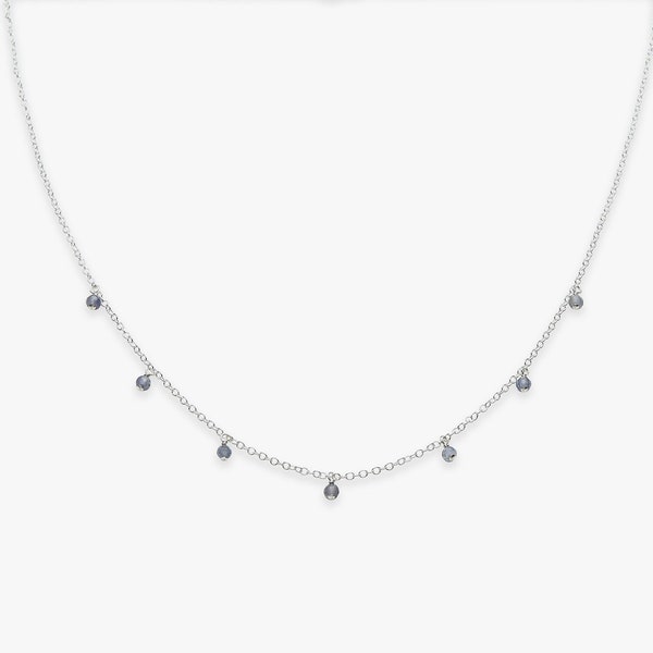 Halfway dangle Cut Pebble gemstone necklace | Natural gemstones | Sterling silver