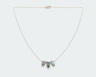 Labradorite Marquise ketting | Gouden ketting met natuurlijke labradoriet edelsteen | Gold filled goud