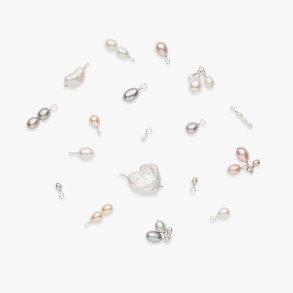Add-on pearl charm | Grey, pink, baroque, keshi, freeform freshwater pearls | Extra charm to add to your jewellery | Sterling silver