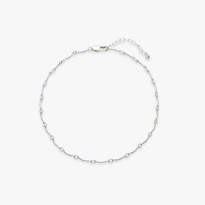 Wave anklet | Silver anklet with gemstones | Sterling silver