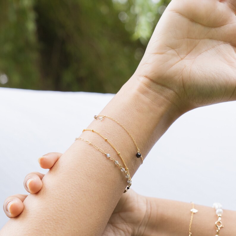 Caviar bracelet Satellite chain Subtle, minimalistic and comfortable Gold filled image 3