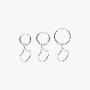 Minimalistic hoop earring with Open Scale pendant | Price per piece or pair | Sterling silver