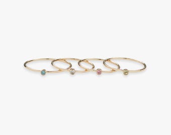 Golden tiny gemstone ring | Minimal ring with diamond cut gemstone | Birthstones | 14k gold filled
