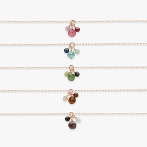 Tourmaline gradient charm necklace | Golden necklace with colourful tourmaline gemstone pendant | Gold filled