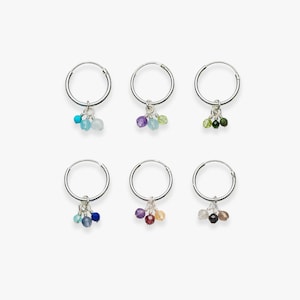 Palette bunch bedel oorbel | Echte edelstenen | Zilveren minimalistische creool oorbellen | Prijs per stuk of per paar | Sterling zilver