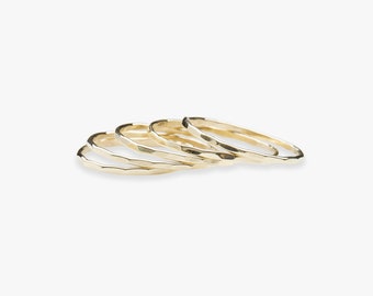 Dainty golden hammered ring | Stacking ring | Gold filled