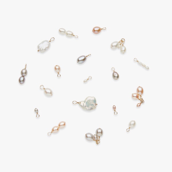 Pendentif en perles d'or complémentaire | Perle d'eau douce blanche, grise, rose, baroque, keshi, forme libre | Charme de perle supplémentaire | Or rempli d'or