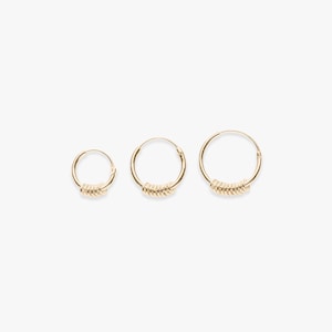 Minimalistic golden hoop earring with tiny rings | Price per piece or pair | Gold filled & 5 micron vermeil