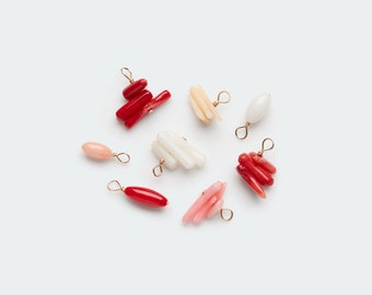Add-on gouden edelsteen hanger | Ovaal koraal, koraal chips | Rood, roze, oranje, wit | Extra edelsteen bedel | 14k gold filled goud