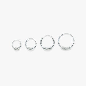 Minimalistic hoop earring with tiny rings | Price per piece or per pair | Sterling silver