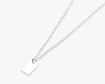 Rectangle pendant necklace with initial | Personalised pendant with letter or symbol | Sterling silver