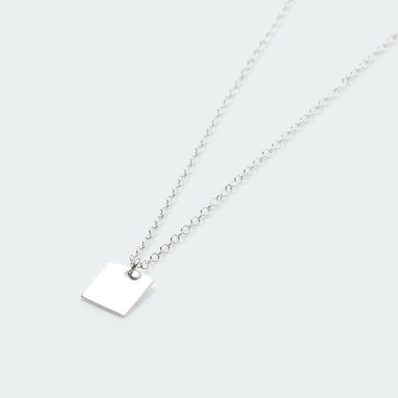 Square Pendant Necklace With Initial 
