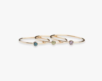 Golden tiny gemstone ring | Minimal ring with diamond cut gemstone | Gold filled