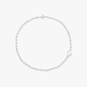 Vanilla Milkshake necklace sterling silver | Genuine freshwater baroque pearl | White coral statement necklace with toggle clasp | .925