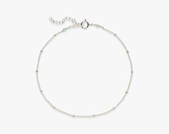 Bracelet Cheville En Argent 925 Avec Pierre Naturelle - Montres & Bijoux