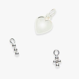 Add-on Triple Dot, Diamond Dots, Puffy Heart pendant | Extra silver charm pendant | Sterling silver