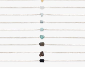 Raw Simplicity golden necklace | Natural, rough gemstones | Gold filled
