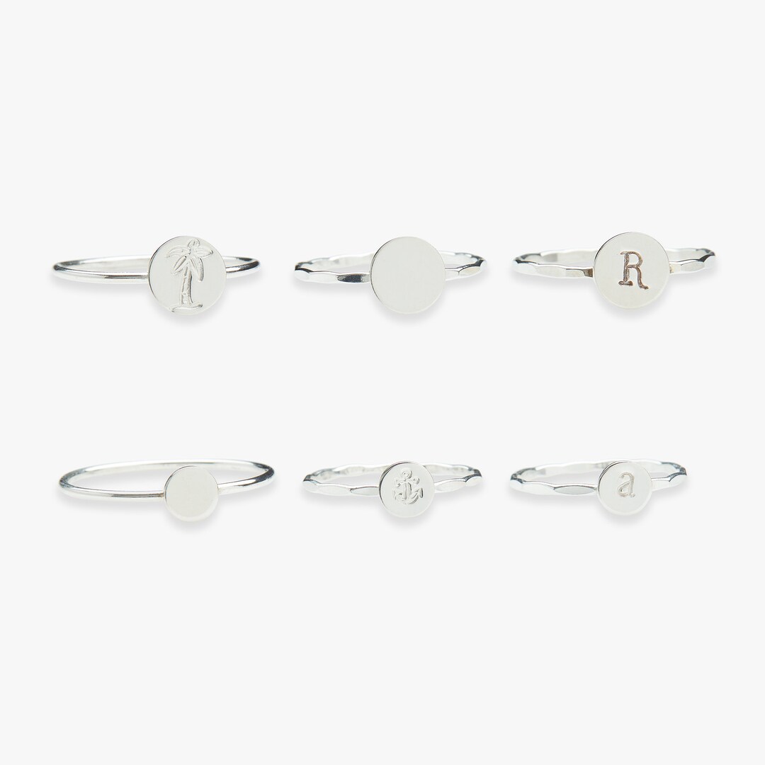 Silver Initial Ring | Personalised Custom Ring With Letter or Symbol ...