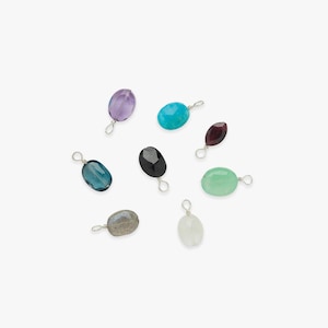 Add-on gemstone charm | Cut Oval gemstone pendant | Extra charm to add to your jewellery | Sterling silver