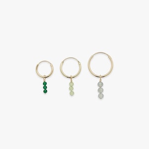 Minimalistic golden hoop earring with Triple Cut Pebble gemstone charm | Price per piece or pair | Gold filled & 5 micron vermeil gold