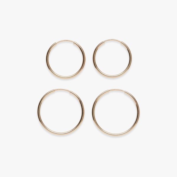 Minimal large plain golden hoop earring | Endless hoop | 16mm and 20mm | Price per piece or per pair | Gold filled