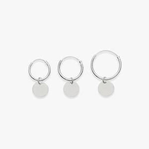 Minimalistic hoop with tiny coin | Price per piece or per pair | Sterling silver