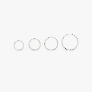 Orecchino creolo con taglio a diamante | Orecchino minimalista in argento con struttura | Prezzo al pezzo o al paio | Argento sterling 925