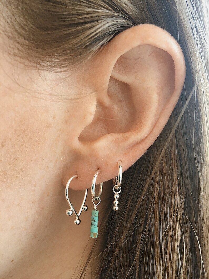 The Odd Ones Out Hoop Earring Natural Gemstones Charm Etsy