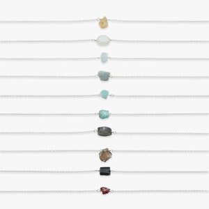 Collar de plata Raw Simplicity | Piedras preciosas naturales en bruto | Plata de ley