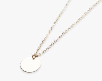 Minimalistic coin necklace with initials | Personalised up to three letters | Gold filled