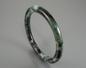 VintageAuthentic Jade jadeite Grade A Bangle Fei Cui 翡翠 Green and White hand carved 63 mm WH322