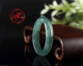 Natural Light Green Icy Jadeite Jade Ring US 9.75 -19.7mm, Certified Jadeite Jade ring. Jade ring for woman or men