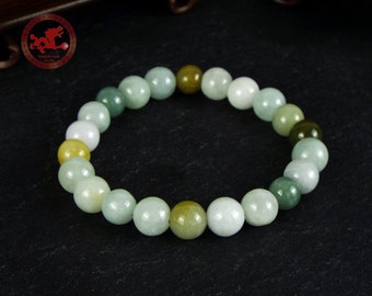 Multicolor Natural Jadeite Jade Bracelet. 8mm bead bracelet for women and men.