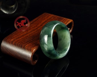 Natural Dark Green Jadeite Jade Ring US 12.25 - 21.6mm, Certified Jadeite Jade ring. Jade ring for men. Jade thumb ring.