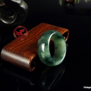 Natural Dark Green Jadeite Jade Ring US 12.25 - 21.6mm, Certified Jadeite Jade ring. Jade ring for men. Jade thumb ring.